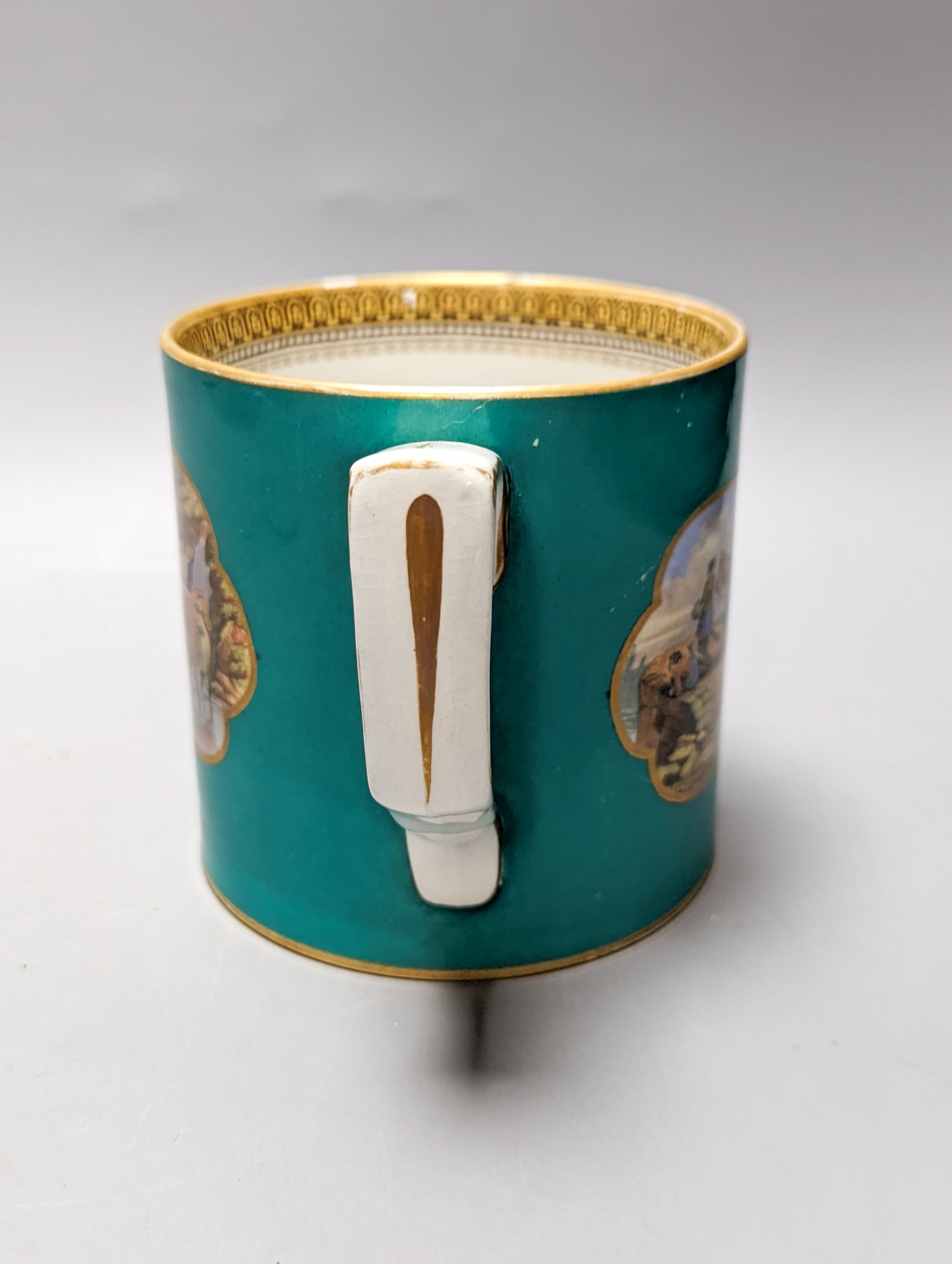 Two Victorian F &R Pratt ware mugs 11cm
